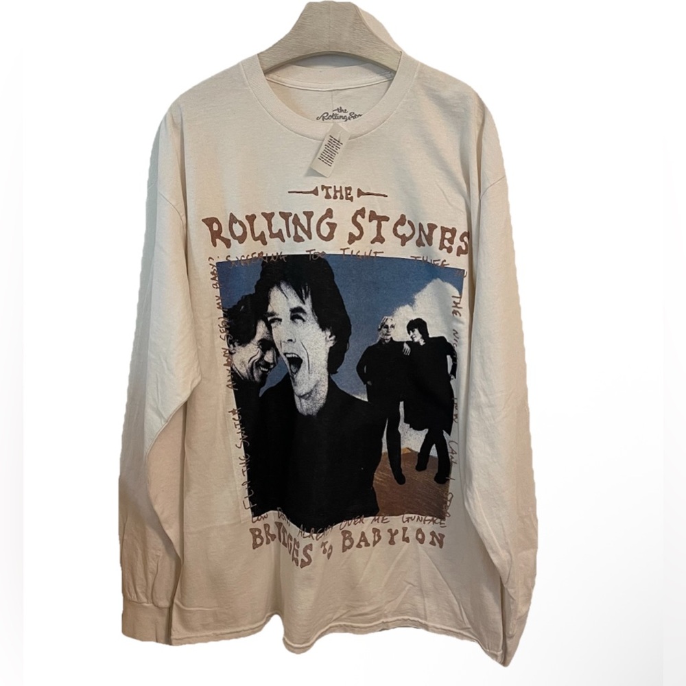 The Rolling Stones T-Shirt Long Sleeves Bridges To Babylon NWT Large Rock Band